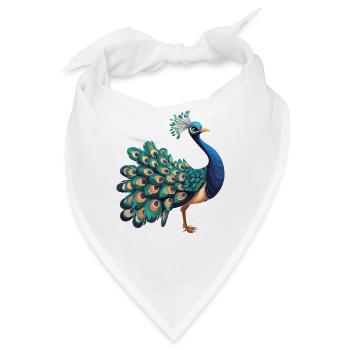 Pfaue Pfau - Bandana - Weiß - Vorne
