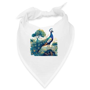 Pfaue Pfau - Bandana - Weiß - Vorne