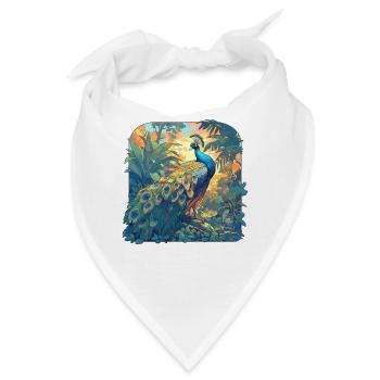 Pfaue Pfau - Bandana - Weiß - Vorne