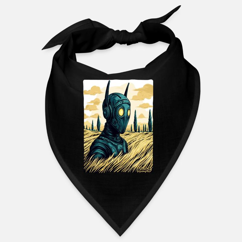 Cyborg avec des épis dans un champ de blé Bandana