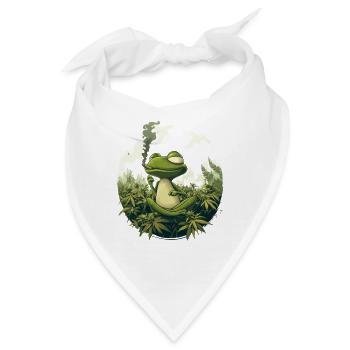 Frosch im Lotussitz mit Joint - Weed Frosch Design - Bandana - Weiß - Vorne
