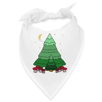 Nacht Sternenhimmel Wald Nadelbaum Tannen - Bandana - Weiß - Vorne