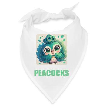 Pfaue Pfau - Bandana - Weiß - Vorne