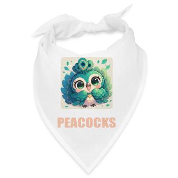 Pfaue Pfau - Bandana - Weiß - Vorne