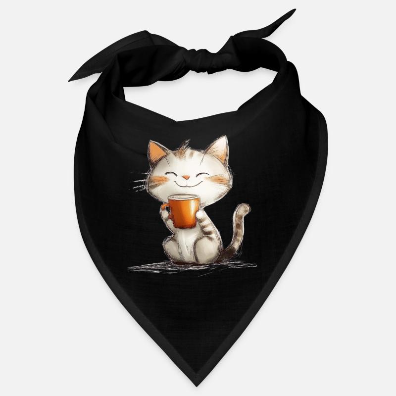 Chat heureux avec du café Bandana