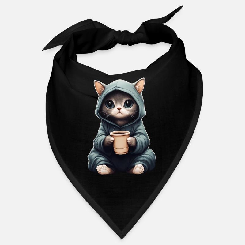 Mignon : Chat dans un sweat à capuche avec du café Bandana
