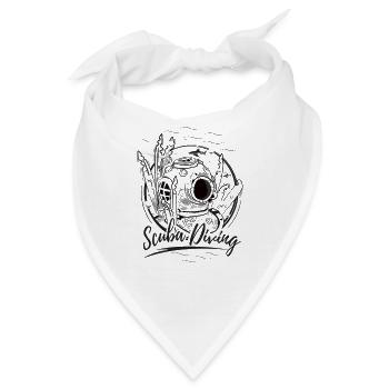 Taucherhelm Zeichnung - Tauchen, Hai - Bandana - Weiß - Vorne