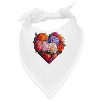Herz aus üppigen Blüten - Farbenreiche Blumenkunst - Bandana - Weiß - Vorne