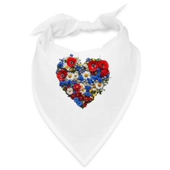 Herz aus Feldblumen - Sommerliche Blütenpracht - Bandana - Weiß - Vorne