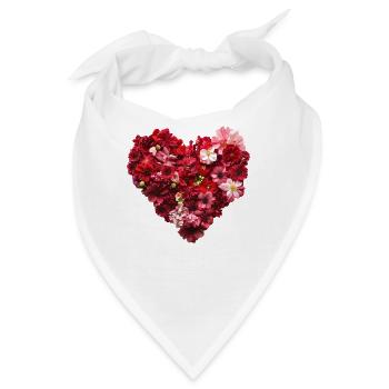 Herz aus roten Blüten - Leidenschaftliche Blumenpr - Bandana - Weiß - Vorne