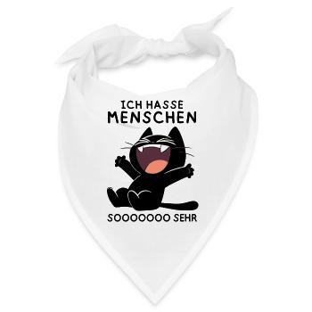 Lachende schwarze Katze – Wenn’s richtig wehtut - Bandana - Weiß - Vorne