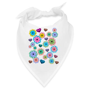 Frühlingsanfang Frühling Blumen Blume Herz Herzen - Bandana - Weiß - Vorne
