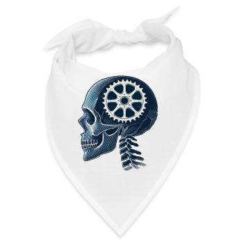 Fahrrad Skelett Gehirn Kettenblatt Kopf - Bandana - Weiß - Vorne