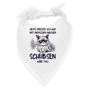 Menschen schubsen - Süße Grump Style Katze - Bandana - Weiß - Vorne