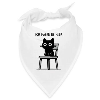 Ich hasse es hier - Süße schwarze Katze Zynisch - Bandana - Weiß - Vorne