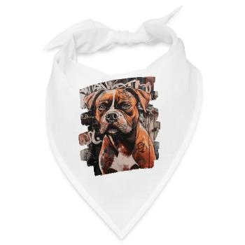 Bulldogge Kampfhund - Bandana - Weiß - Vorne
