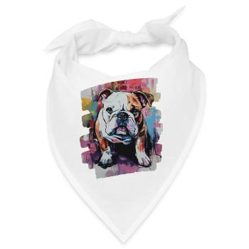 Bulldogge Kampfhund - Bandana - Weiß - Vorne
