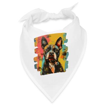 Bulldogge Kampfhund - Bandana - Weiß - Vorne
