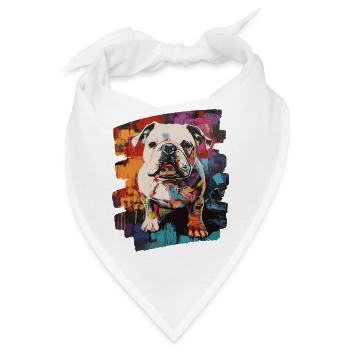Bulldogge Kampfhund - Bandana - Weiß - Vorne