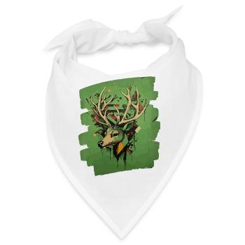 Hirsch mit Geweih - Bandana - Weiß - Vorne