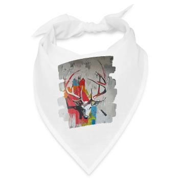 Hirsch mit Geweih - Bandana - Weiß - Vorne