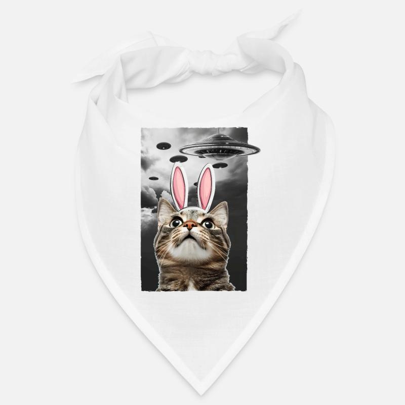 Cute Easter Bunny Cat Meme Alien Space UFO Bandana