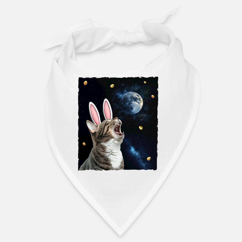 Drôle Chat Hurlant Pleine Lune Joyeuse Pâques Meme Bandana
