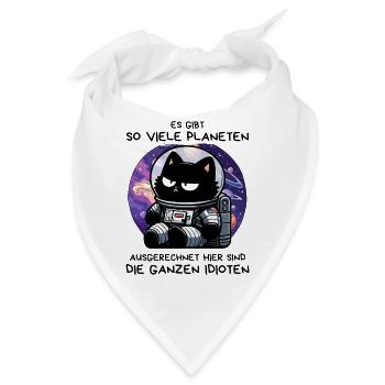 Misanthropische Katze im All – Space Mood Pur - Bandana - Weiß - Vorne