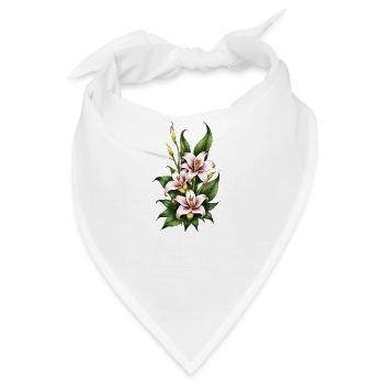 Rosa & Weiße Lilienblüte - Bandana - Weiß - Vorne