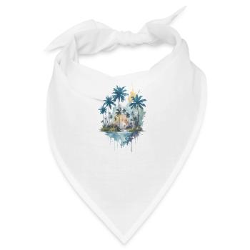 Ruhige tropische Gewässer: Aquarell-Palmenwald - Bandana - Weiß - Vorne