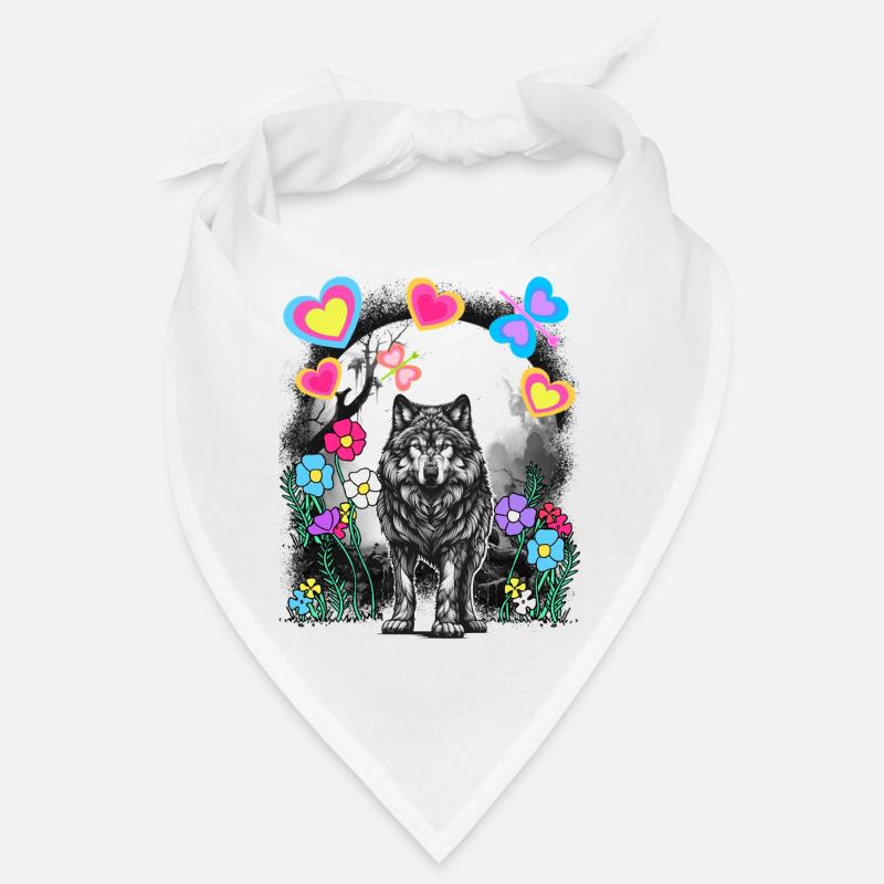 Retro Wolf Wölfe Märchen Märchenfigur Vintage - Bandana - Weiß