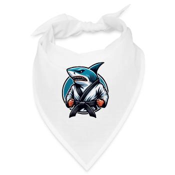 Karatehai mit Schwarzem Gürtel - Bandana - Weiß - Vorne