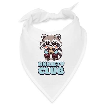 Anxiety Club – Angstclub mit süßem Waschbär - Bandana - Weiß - Vorne