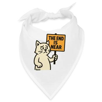 Traurige Katze mit „Das Ende naht“ - Bandana - Weiß - Vorne