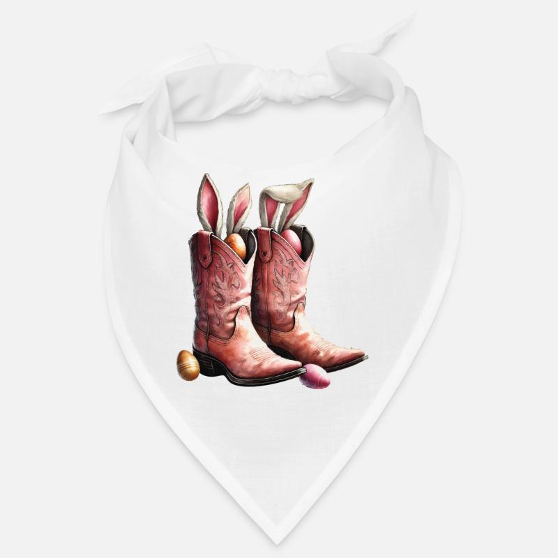 Easter Cowboy Retro Boots with Bunny Ears Vintage Bandana