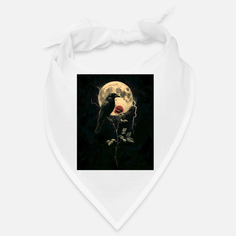 Rabe Rose Mond Düster Gothic Schwarze Krähe Bandana