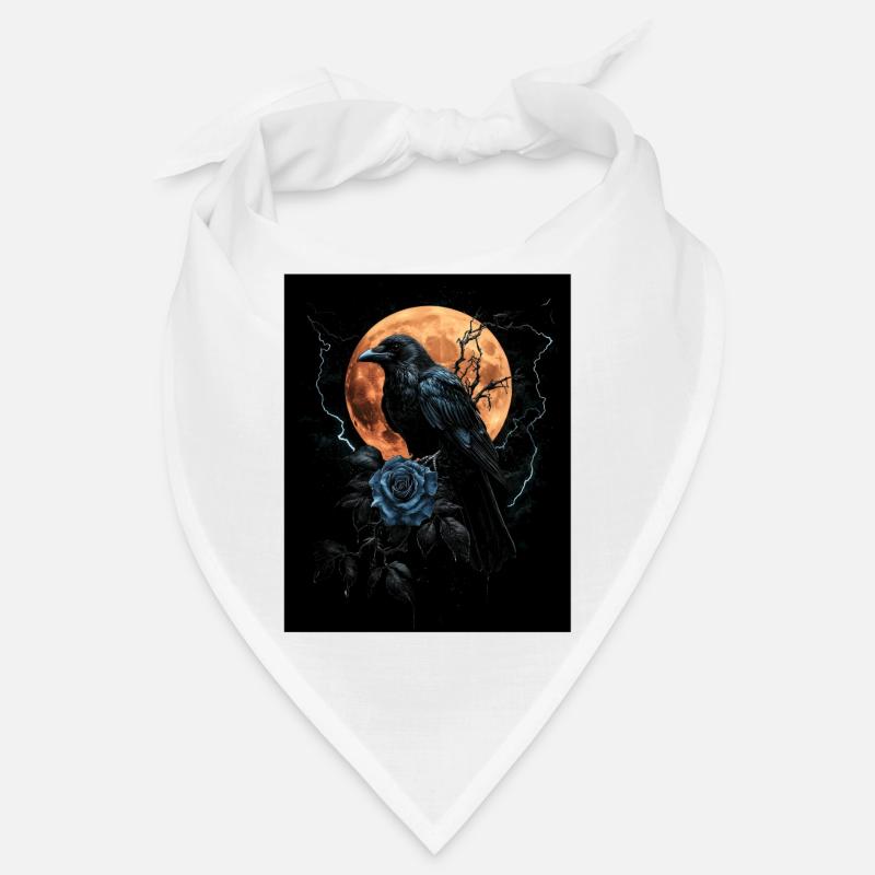 Raven Rose Moon Gloomy Gothic Black Crow Bandana