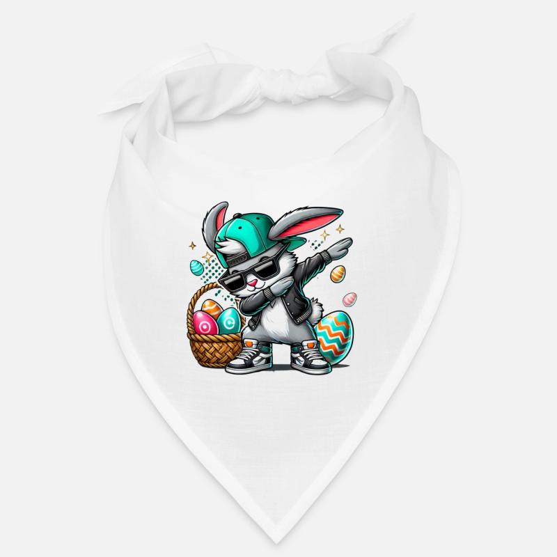 Stylish bunny with Easter basket - Bandana - white