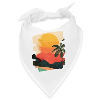 Sommer Palme Sonnenuntergang - Bandana - Weiß - Vorne