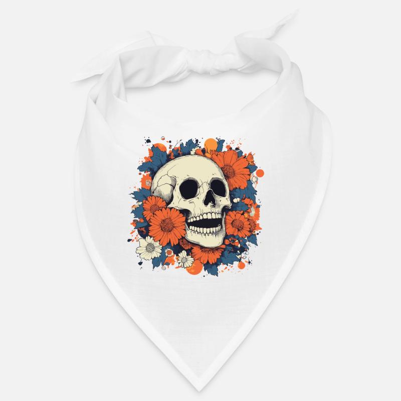 Crâne Pop Art avec des fleurs colorées Bandana