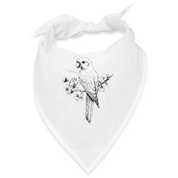 Floral Papagei Illustration Natur Birding Haustier - Bandana - Weiß - Vorne
