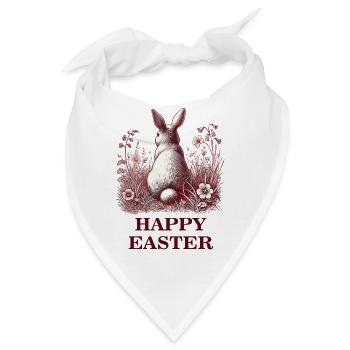 Ostern Retro Hase Im Vintage Blumenfeld - Bandana - Weiß - Vorne