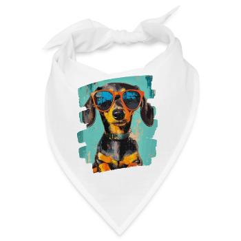 Dackel Dachshund - Bandana - Weiß - Vorne