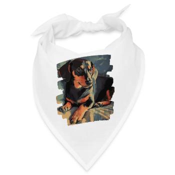 Dackel Dachshund - Bandana - Weiß - Vorne