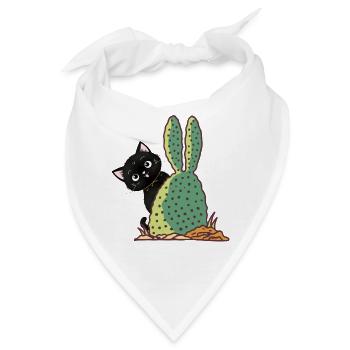 Katze versteckt sich hinter einem Kaktus - Bandana - Weiß - Vorne