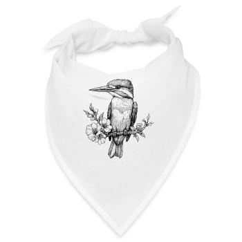 Eisvogel Vogel im Baum Florale Illustration - Bandana - Weiß - Vorne