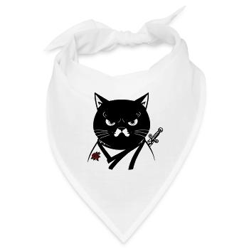 Die Samurai-Katze, die Bushido-Katze - Bandana - Weiß - Vorne