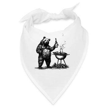 Bär Am Grill Lustiger Papa Humor Geschenkidee - Bandana - Weiß - Vorne