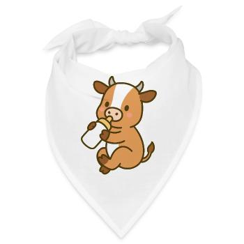 Kleine Kuh mit Milchfläschen - Bandana - Weiß - Vorne