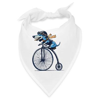 Dackel auf Bike für Retro Liebhaber mit Stil - Bandana - Weiß - Vorne